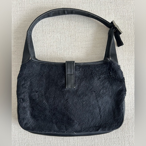 Vintage Gucci Pony Hair Mini Black Satin Jackie | Tom Ford Era - Picture 3 of 11